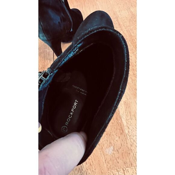 Rockport Black Suede Side Zip Heeled ANkle Boots Size 6 - Picture 8 of 10